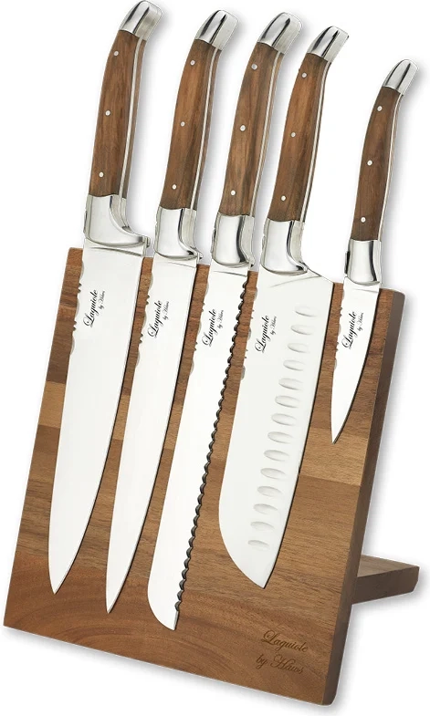 Laguiole By Hâws Chef Knivsett Med Blokk Oliven - 6 Deler