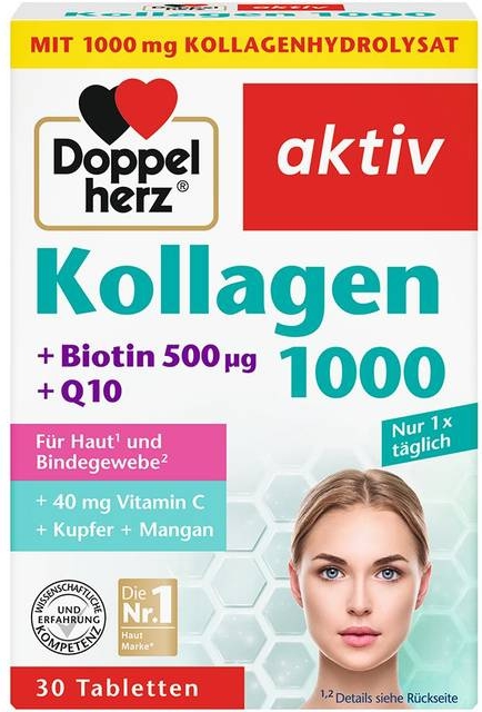 Doppelherz Kollagen 1000 Biotin 500g Beta Carotin Tabletter