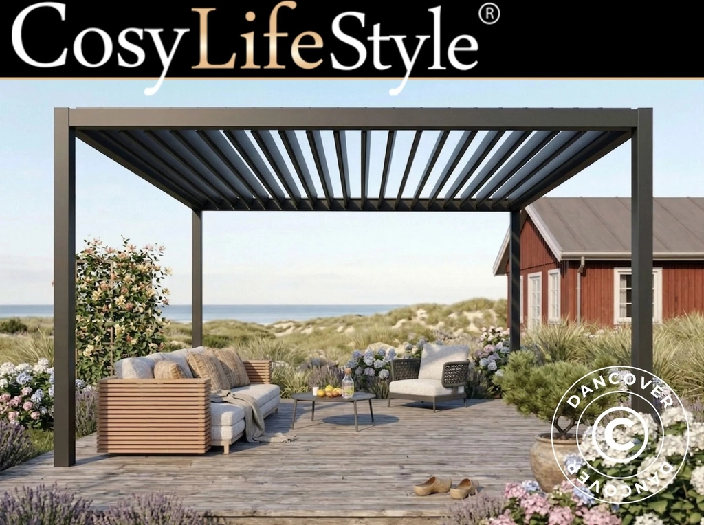 bioklimatisk pergola pavillon san pablo steel s80, 3x4m, sort
