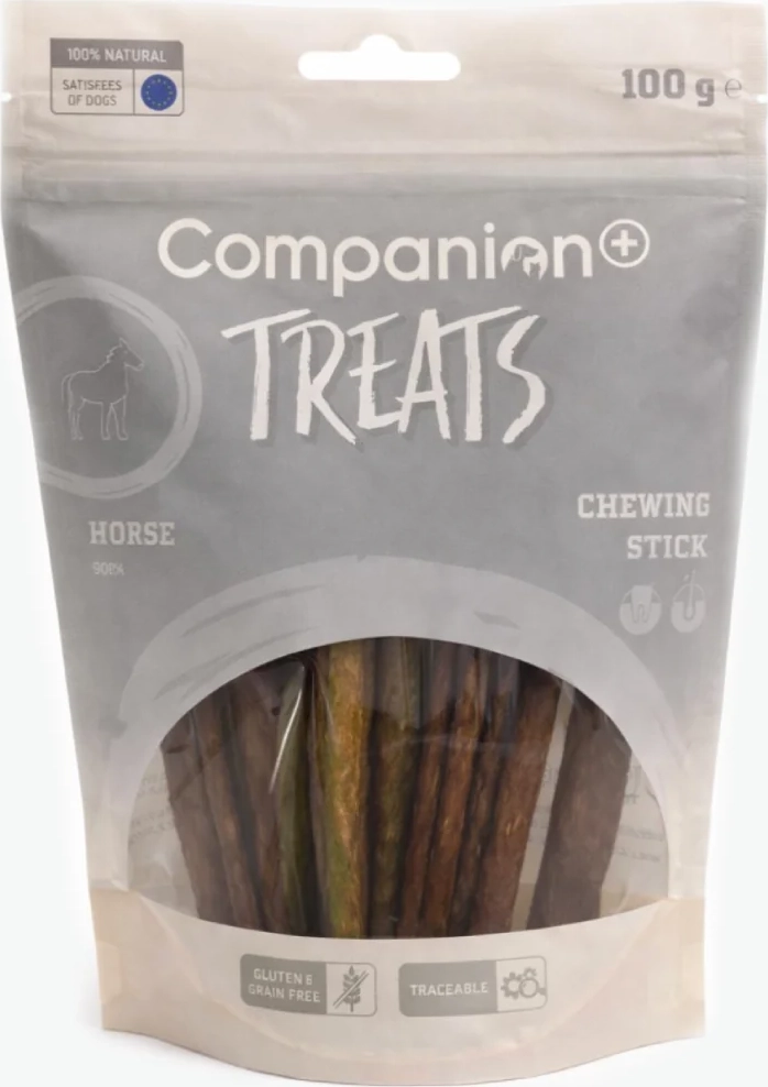 companion+ treats vital tyggestænger hest & hørfrøolie 100g
