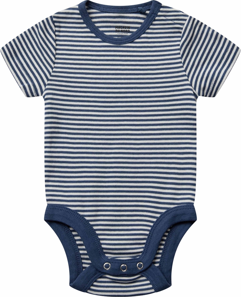 Magasin Petit Short Sleeve Body Gots Str 6 mdr / 68 cm Dark Denim / Star White Stripe Kortærmede Bodies Bomuld