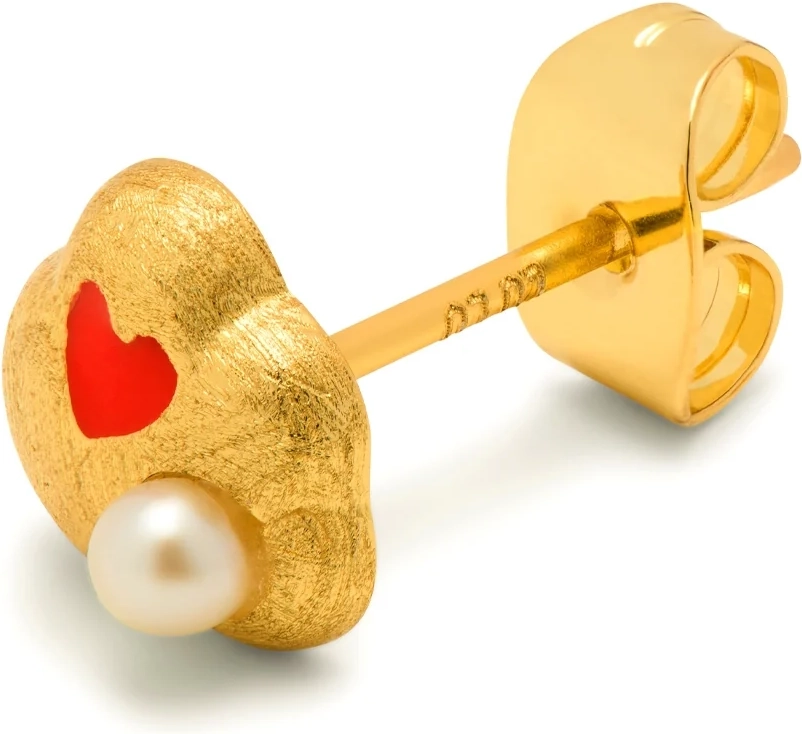 magic stone heart ørering 1 stk - forgyldt