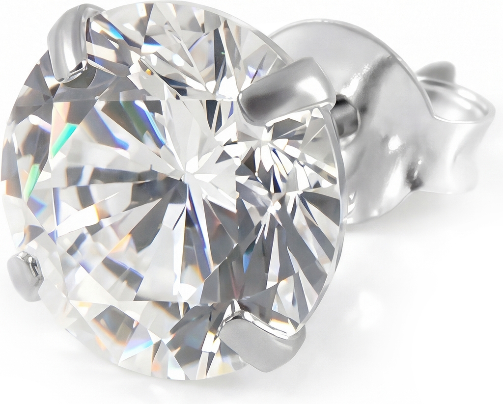 lucid | 925 sterling sølv rund zirkonia ørering - 8 mm