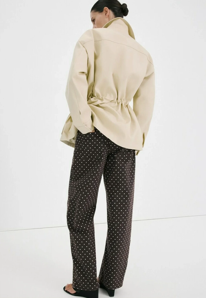 Mango Polka Cotton Straight Jean - Brown/White