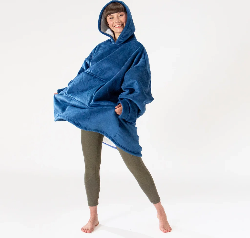 Oversized Hoodie-tæppe som Sweatshirt til Voksne - Minky Mørkeblå