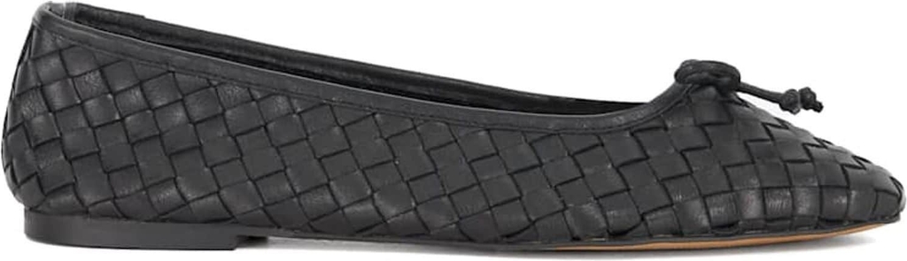 Dune London Standard Fit Leather Heat Woven Ballerina Shoes - Black