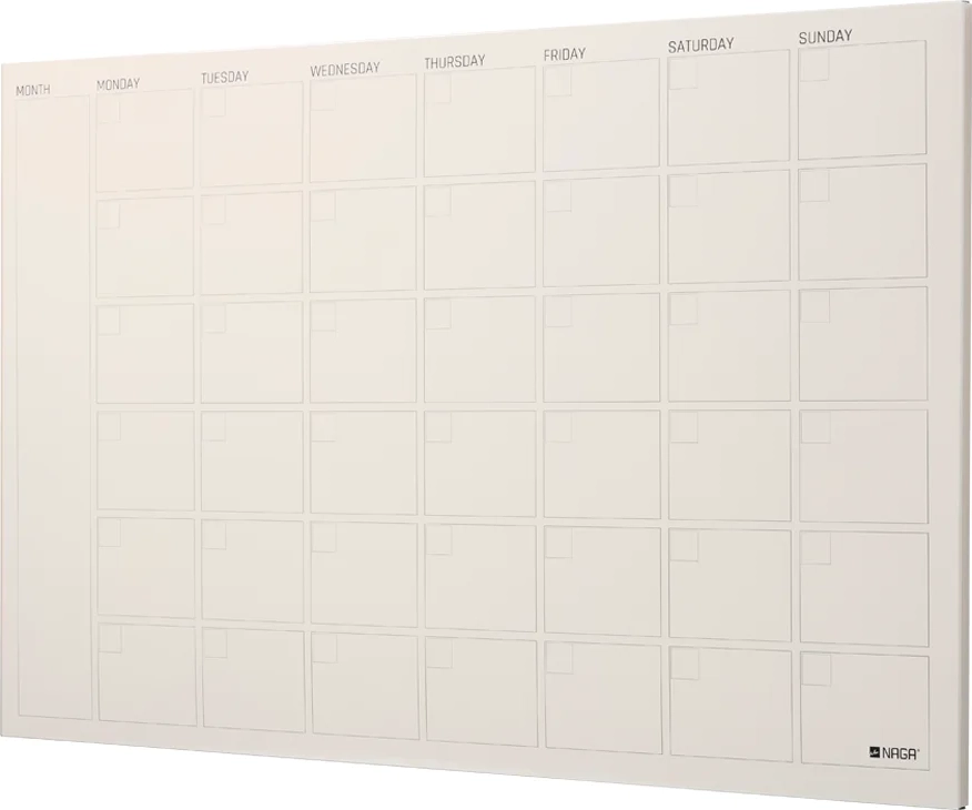 Magnetisk Stål månedstavle 90 x 60 cm. Beige Engelsk