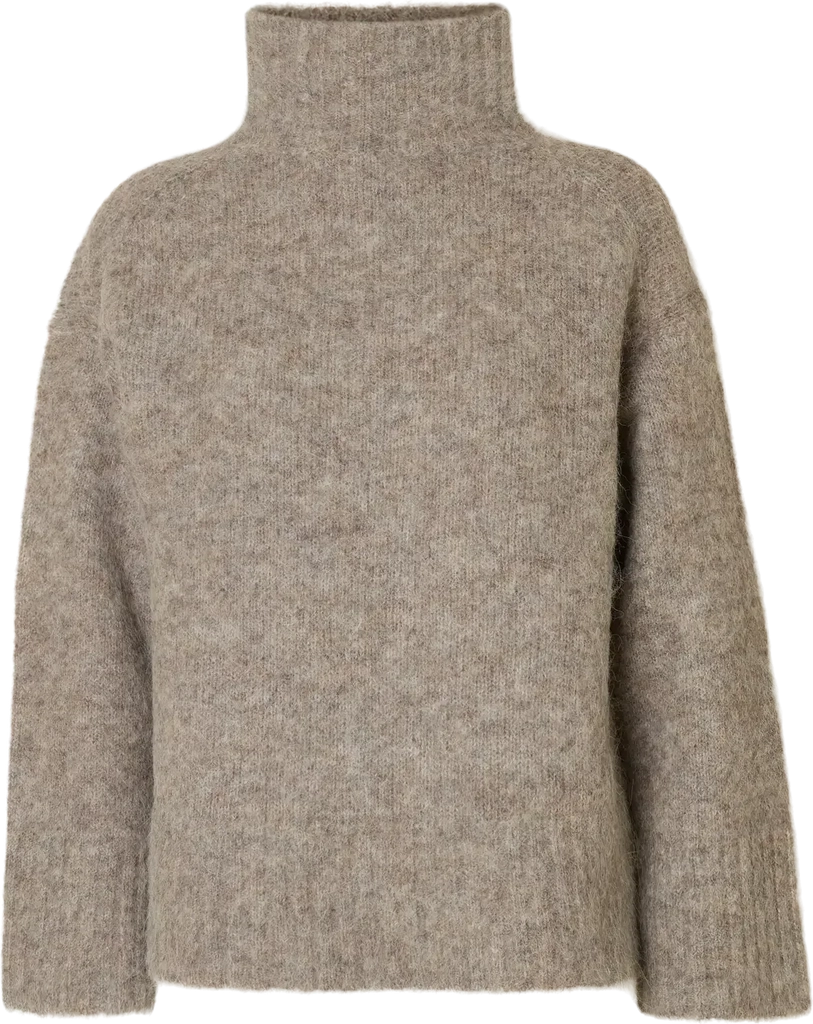 Selected Femme Gabriella High Neck Striktrøje - Steel Gray