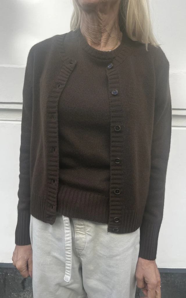 brown cardigan