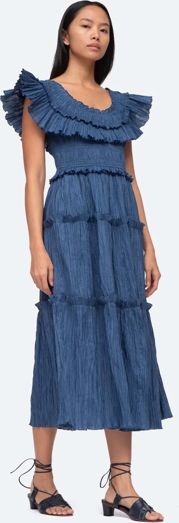 sea new york - michah solid ramie flutter kjole