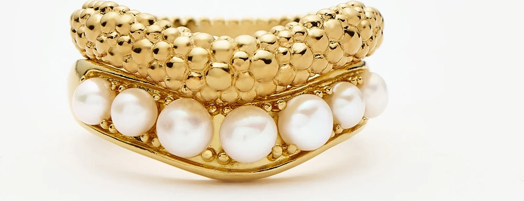 pearl baya stacking ring set - ringe - gold-coloured