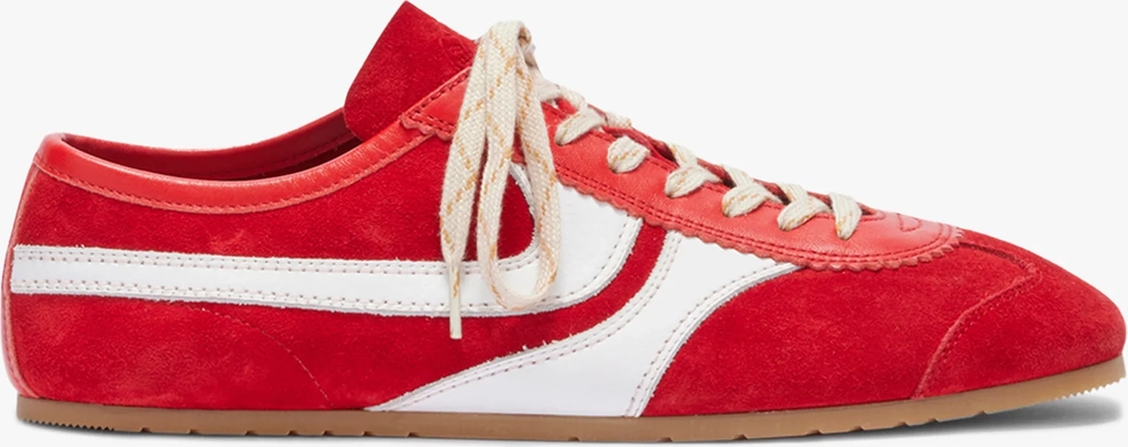 suede sneakers in red