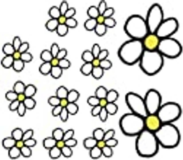 Avisa Auto Tattoo Blomster Hvid Gul 13.5x15.5cm
