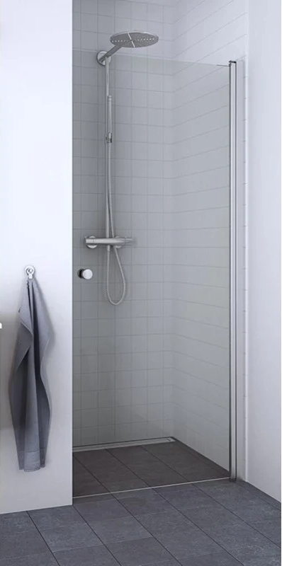 dansani match brusedør, model a, 67 cm, klart glas, satin profil
