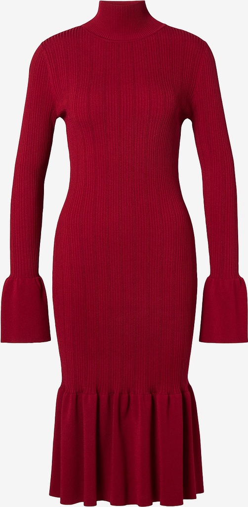 By Malina - Kjole Amalia High Neck Knitted Midi - Rød