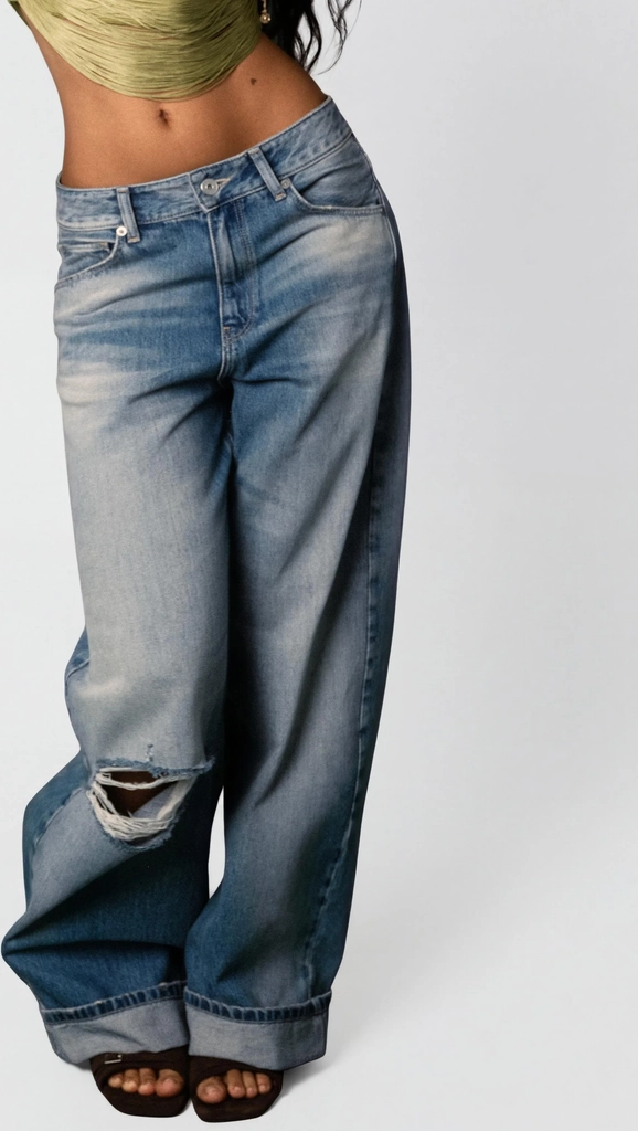 balloon jeans with back buckle 02057054 - jeans relaxed fit - light blue