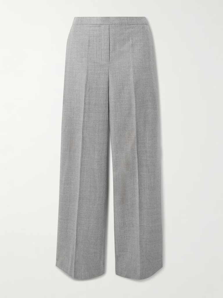 pleated wool-flannel wide-leg pants