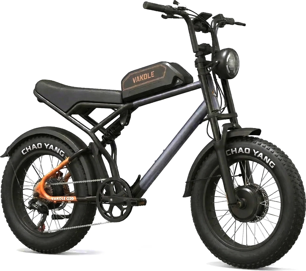 vakole q20 max 750w*2 dual motor 20" fat bike 960wh full suspension e-mountain bike 48v 20ah battery