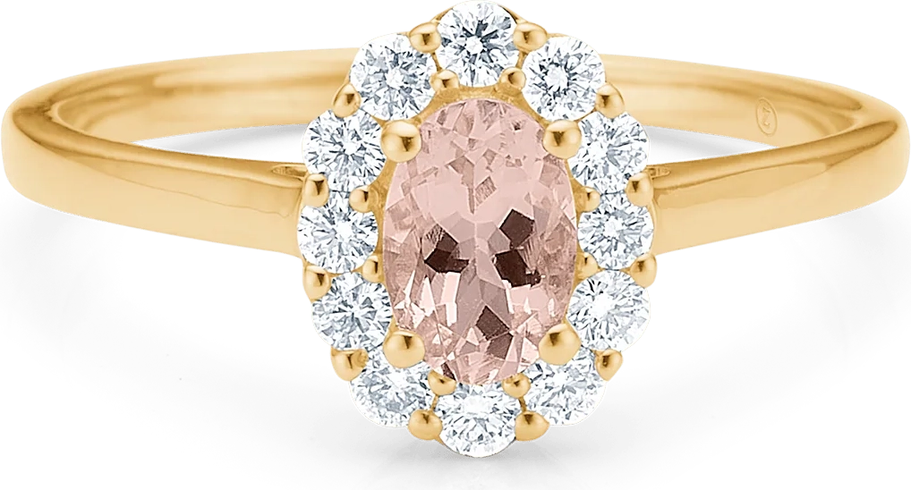 pastello elegante ring med morganit og 0,25 ct. - 14 karat