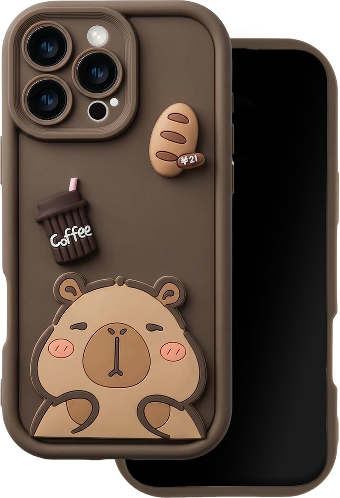 iPhone 15 Pro TFO Ultra Trendy 3D Bagside Cover - Brown Capybara