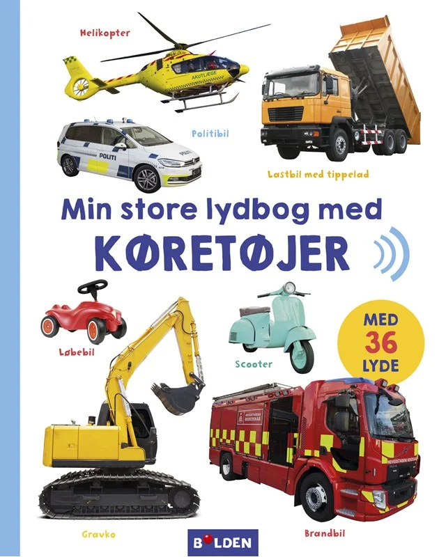 Min store lydbog med køretøjer - med 35 lyde - - Indbundet Bog - Forlaget Bolden - 2022 - Dansk - Booktok.dk