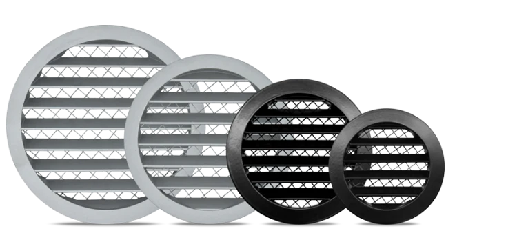 Rund Aluminium væg-ventilationsrist - Ø150mm