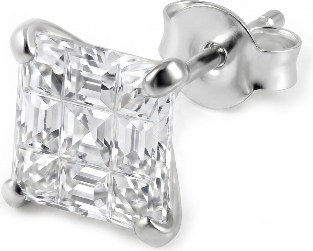 firkantet 8mm bling ørering