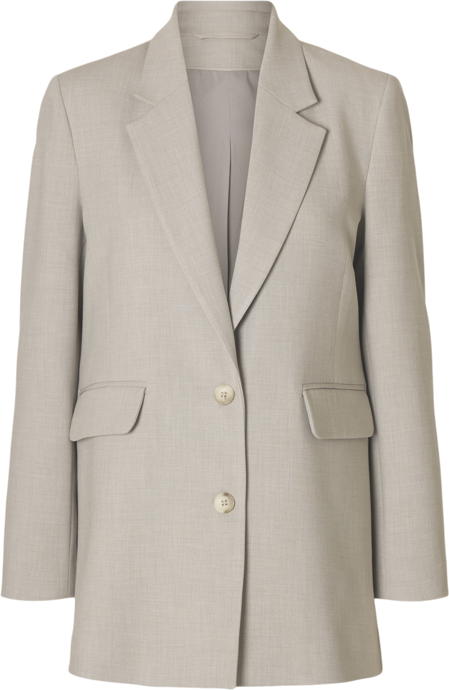 Selected Slfrita LS Relaxed Blazer MEL Noos Kvinde Island Fossil/melange Blazere Relaxed Fit Str 34 - Polyester hos Magasin