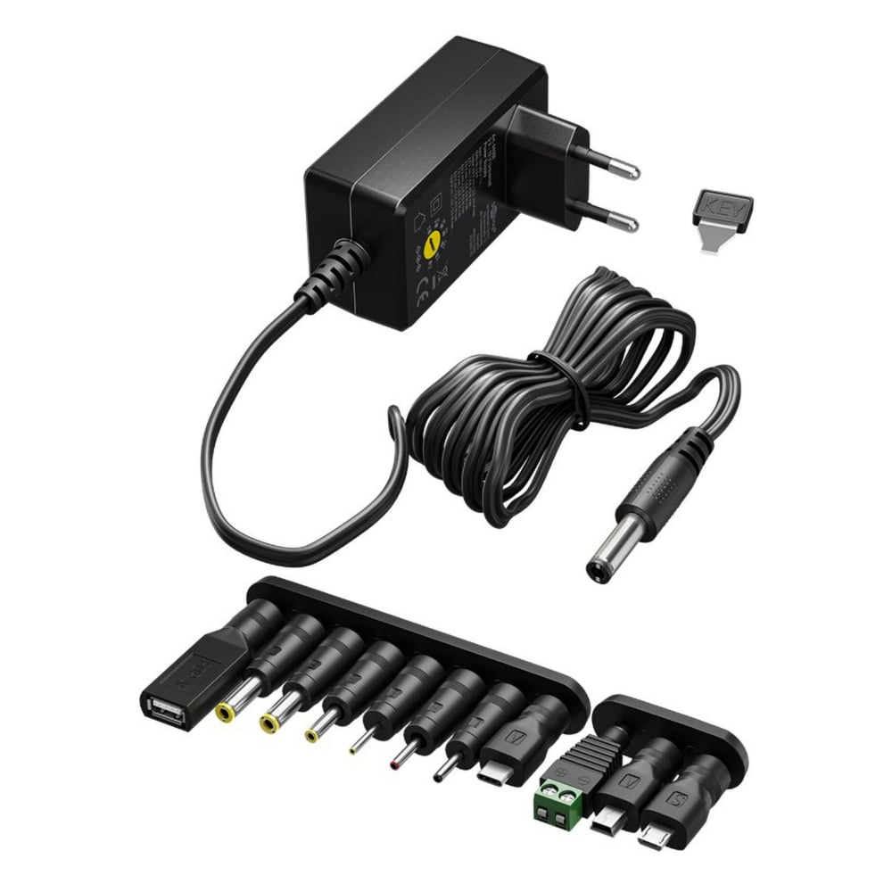 justerbar strømadapter 3-12 v (dc) 3,6 w