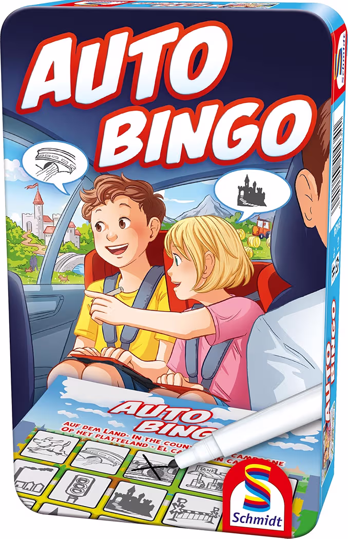 schmidt spiele 51434 bil bingo, tag mig med spil i metaldåsen, farverig
