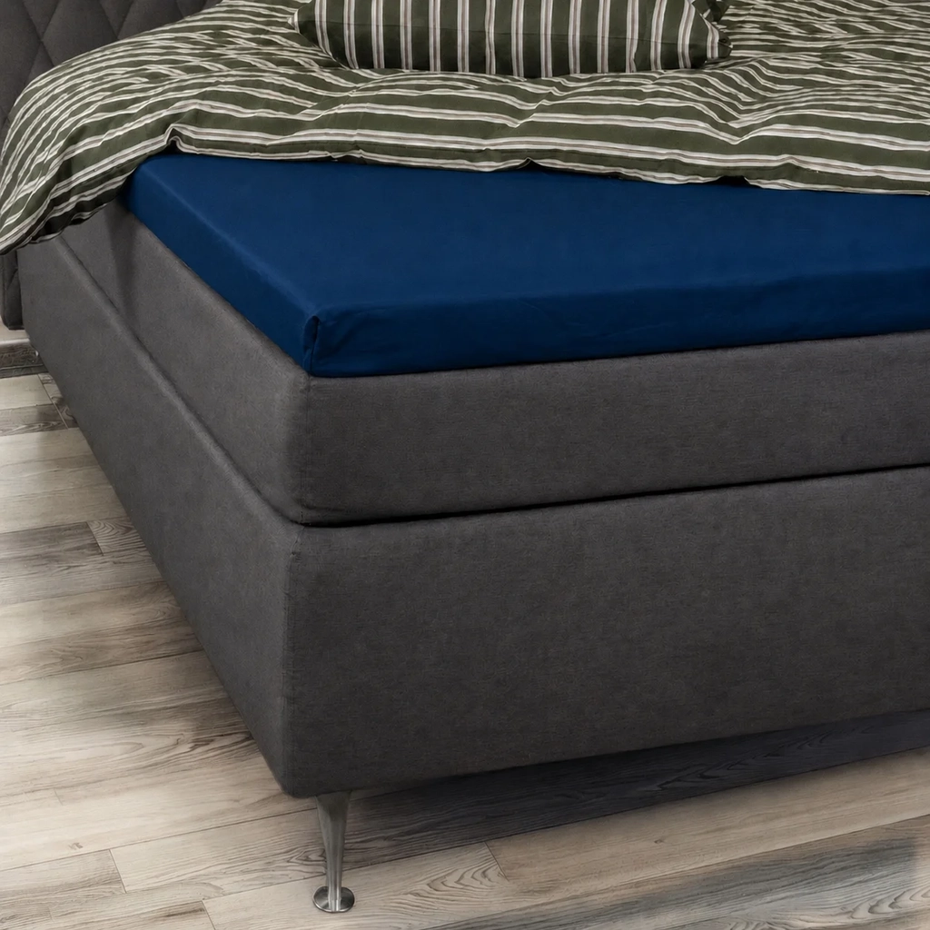 Borg Living Blødt Kuvertlagen 90x210 Bomuldssatin 8 cm Lagen Blå (210x)