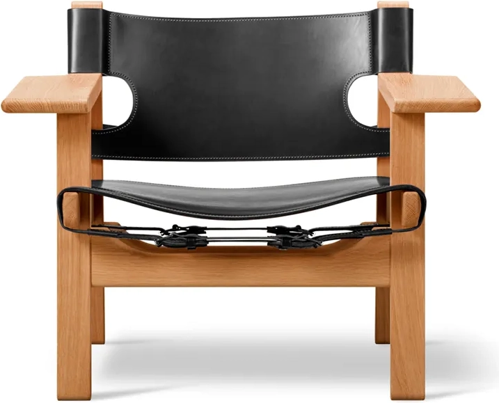 fredericia furniture 2226 den spanske stol af børge mogensen - sort læder/olieret eg