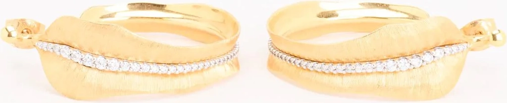 ole lynggaard leaves creoler med diamant i 18k guld, 3.4 cm,