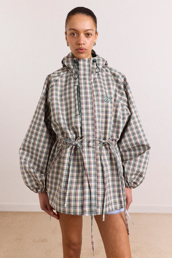liu raincoat - elderberry check