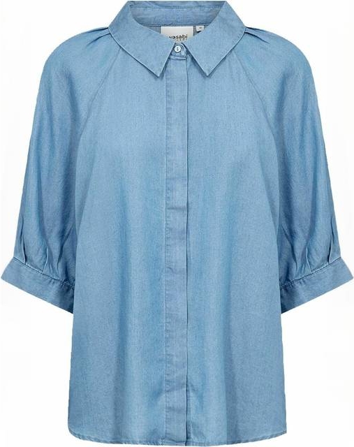 Wasabiconcept Curvy Waflora 15 Skjorte Blå Kvinde 2250 Blå Kortærmede T-shirts Str 42 - hos Magasin