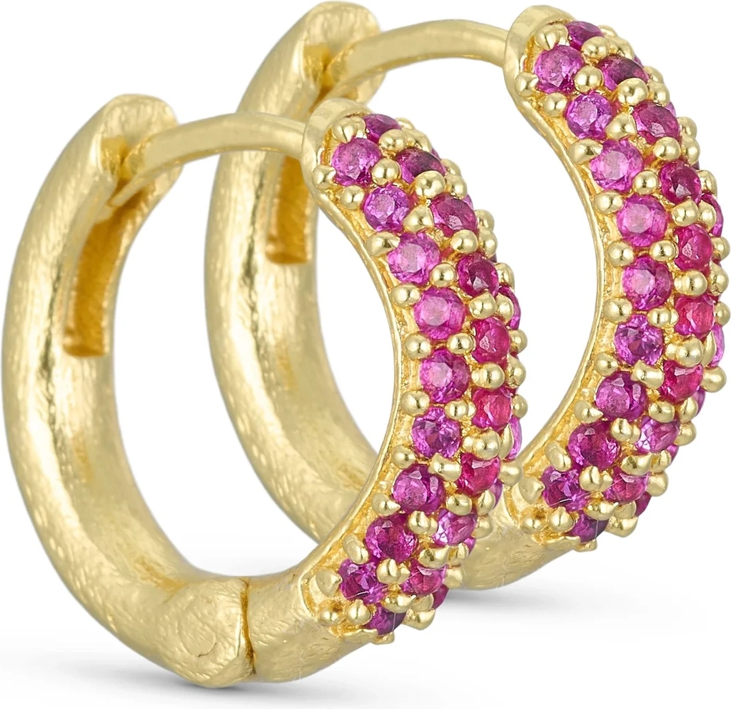 noora medium creoler - 24k guldbelagt, pink
