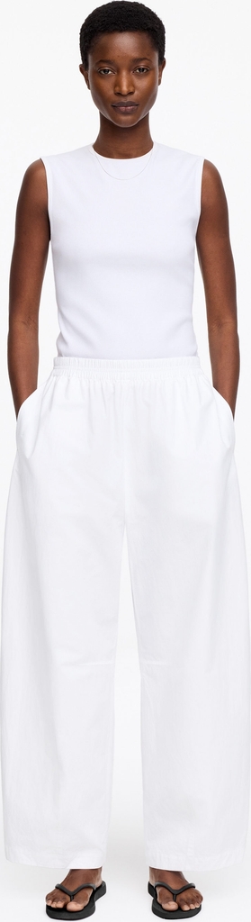 barrel-leg cotton trousers