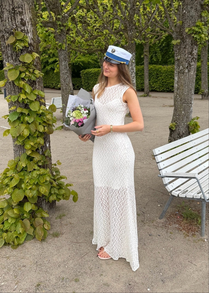 norma blonde maxi kjole - hvid
