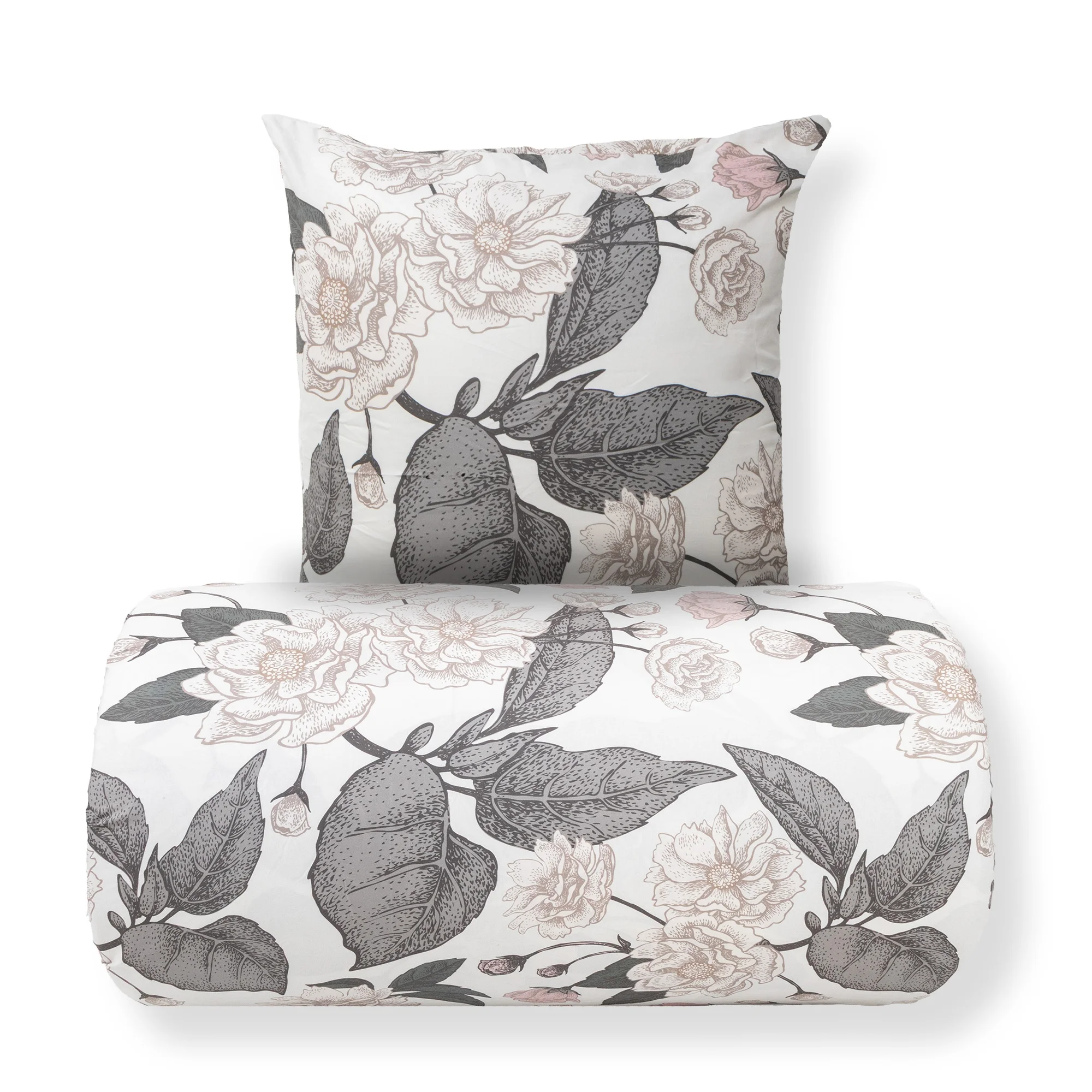 Dobbelt sengetøj 200x200 cm - Microfiber - Beige blomstret print