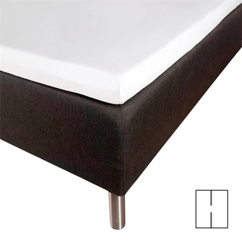 Kuvertlagen med H-split 160x200 cm - 100% bomuldssatin - Splitlængde 65 cm - Hvidt lagen til topmadras - Borås Cotton Cloud satin lagen