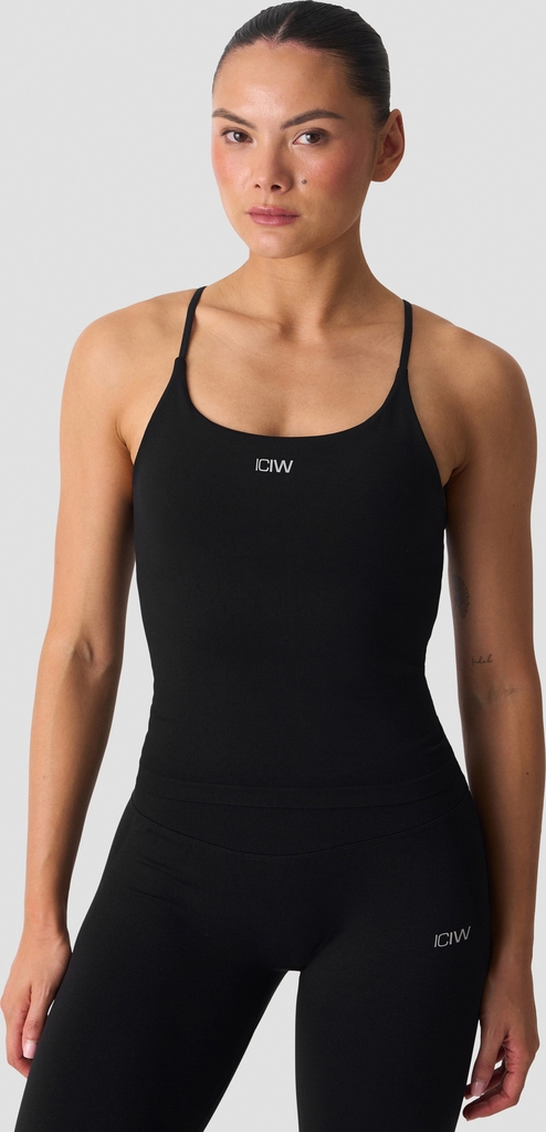 ICANIWILL Smooth Seamless 2-in-1 Strappy Tank Black