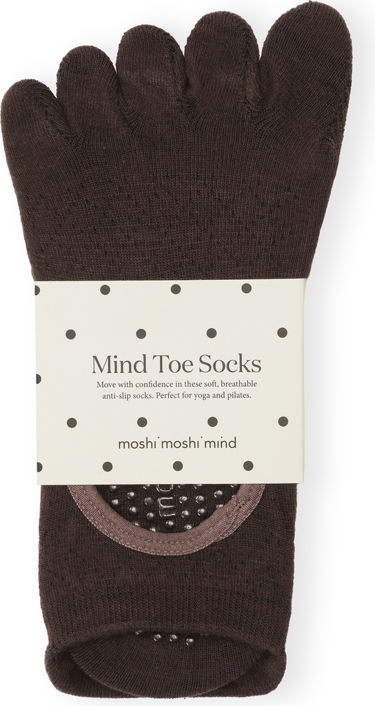 moshi moshi mind toe socks anti slip dark brown