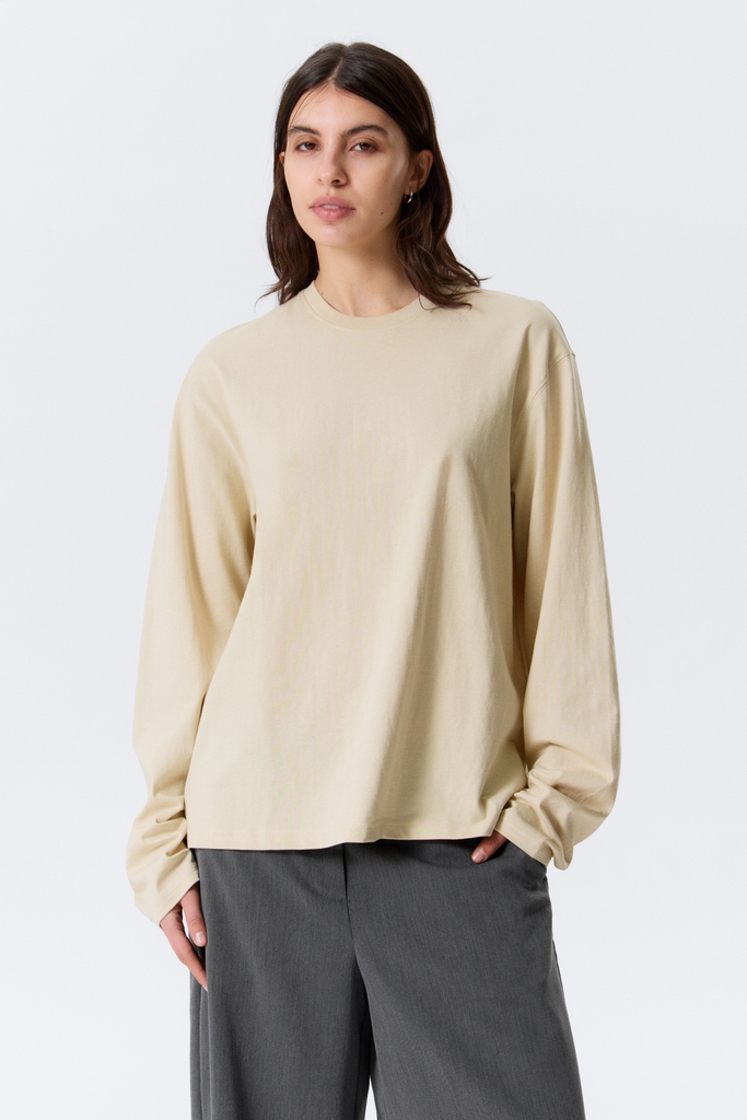 langærmet boxy t-shirt i bomuld