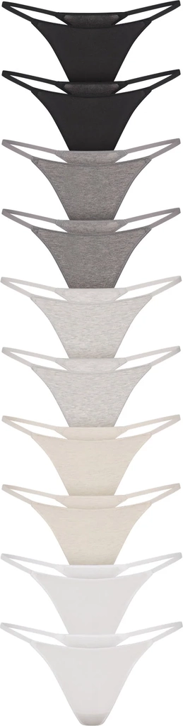 LIGHTWEIGHT COTTON STRING THONG 10-PACK | HEATHER SOOT MULTI