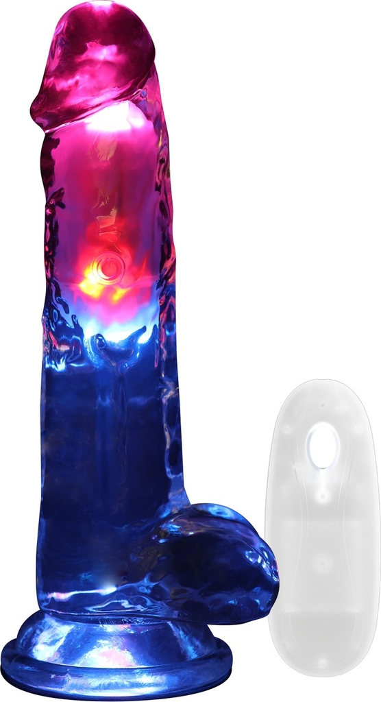 realrock fjernbetjent led dildo vibrator med kugler 22,5 cm