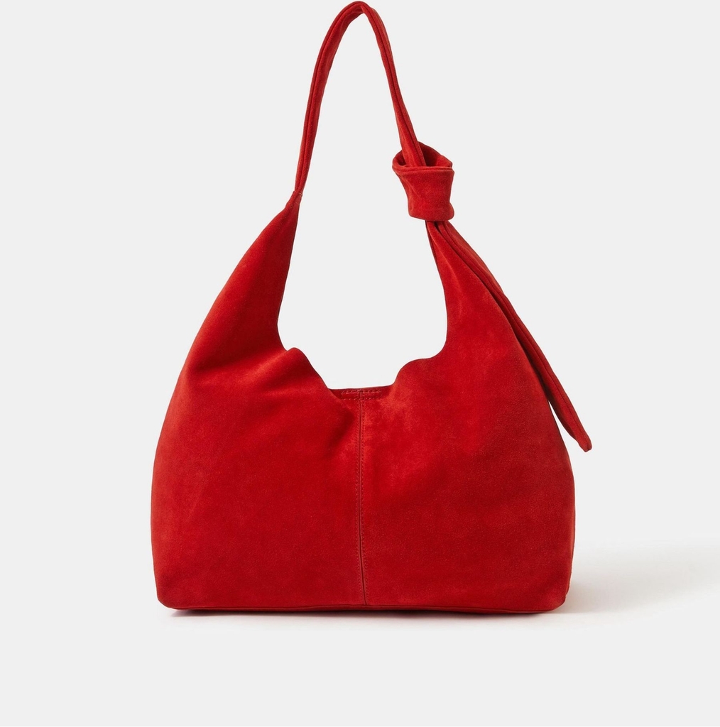 Accessorize Red Slouchy Knot Leather Shoulder Bag - Orange