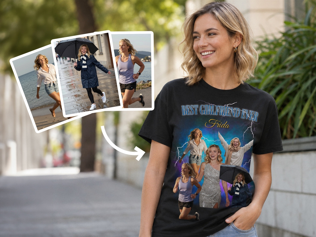 Coolstuff Premium T-shirt Med Fotocollage 90s Design