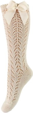 condor knestrømper m. sløyfe - strikk - beige