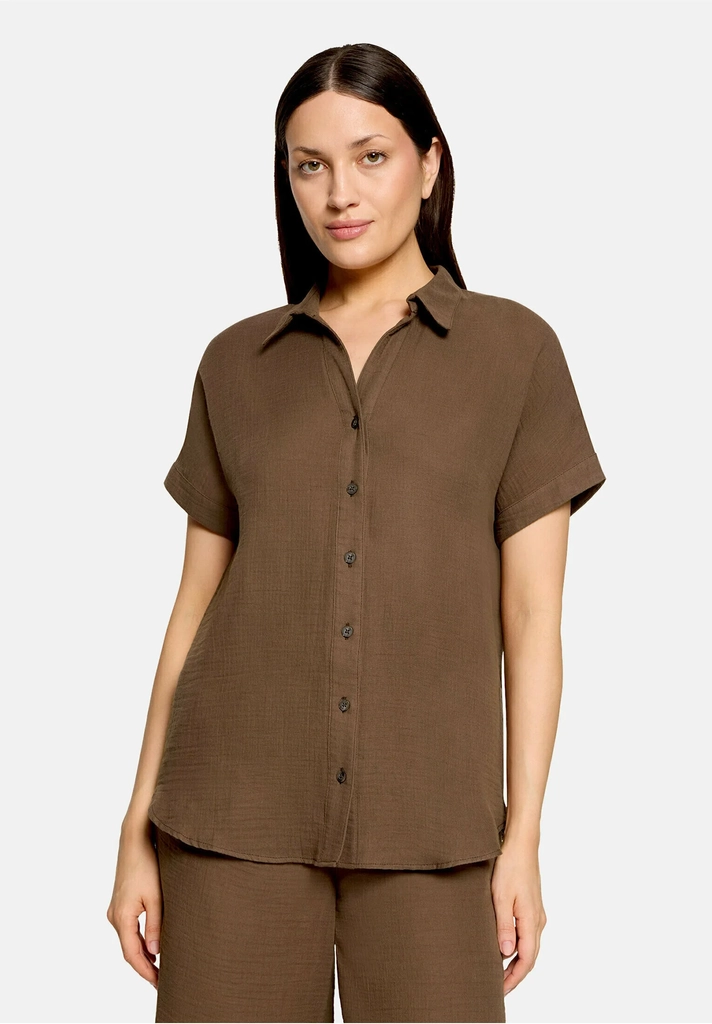 betty barclay mit kragen schlupfbluse - skjortebluser - brown