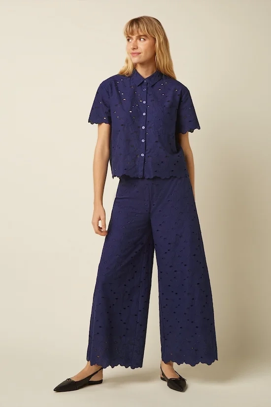 king louie - ethel pants brava broderie - beacon blue